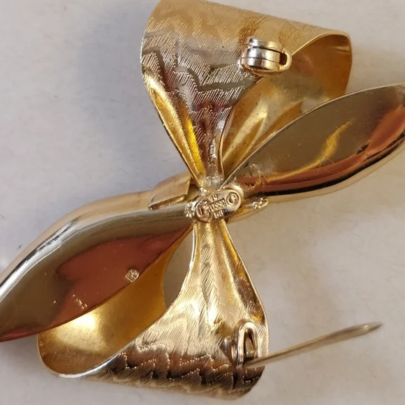 Vintage Gold Planted  Bow Brooch - Picture 11 of 15